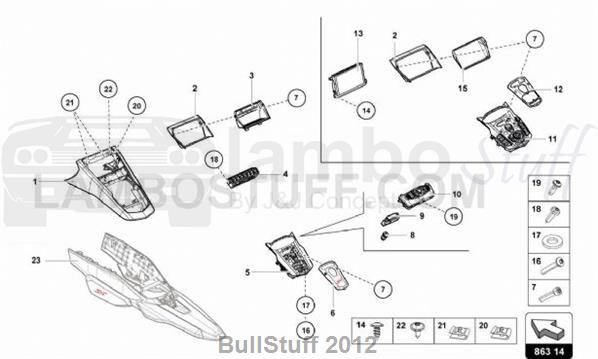 2017 Lamborghini AVENTADOR SV LP750-4 ROADSTER CANADA CENTRE CONSOLE (863.14.00)